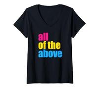 Mujer Todo LO Anterior Pansexual LGBT Pride Parade Flag Fun Meme Camiseta Cuello V