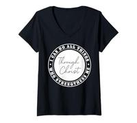 Mujer Todo lo Puedo en Cristo Que me fortalece Camiseta Cuello V