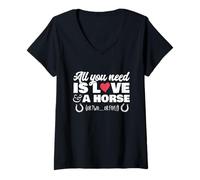 Mujer Todo lo que necesitas es un caballo para ecuestarios y jinetes Camiseta Cuello V