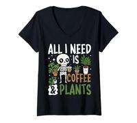 Mujer Todo lo Que Necesito es café y Plantas Camiseta Cuello V