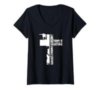 Mujer Todo lo Que Necesito es Jesús y Patinador Cristiano en patineta Camiseta Cuello V