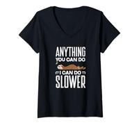 Mujer Todo lo Que Puedas Hacer, lo Puedo Hacer más despacio y Divertido, Perezoso Camiseta Cuello V