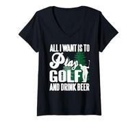 Mujer Todo lo que quiero es golf y cerveza helada Camiseta Cuello V