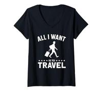 Mujer Todo lo Que Quiero es Viajar Camiseta Cuello V