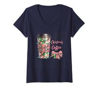 Mujer Todo lo Que Quiero para Navidad es más café Camiseta Cuello V