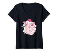 Mujer Todo LO Que Quiero para Navidad ES UN Axolotl Santa Hat Meme Camiseta Cuello V