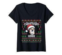 Mujer Todo lo Que Quiero para Navidad es un suéter navideño Feo con Forma de halcón Camiseta Cuello V