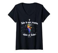 Mujer Todo lo Que Respira alabe al Señor Cristiana Salmos 150 Camiseta Cuello V