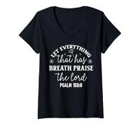 Mujer Todo lo Que Respira alabe al Señor Salmo 150 Camiseta Cuello V