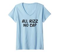 Mujer Todo RIZZ SIN Cap Funny Gen Z Alpha Slang Carisma Meme Camiseta Cuello V