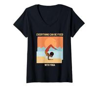 Mujer Todo se Puede Arreglar con Yoga Fitness Espiritual Salud Camiseta Cuello V