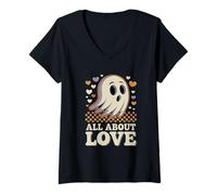 Mujer Todo sobre el Amor: simpático Fantasma con corazón Pastel, a Camiseta Cuello V