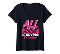 Mujer Todo sobre el Estudio de cálculo Matemáticas Vida académica del Estudiante Camiseta Cuello V