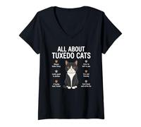 Mujer Todo sobre Tuxedo Cats Funny Cat Lover Dueños de Mascotas Camiseta Cuello V