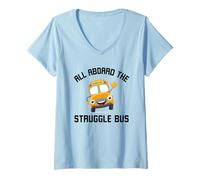 Mujer Todos a Bordo del autobús de la Lucha Funny Struggle Bus Broma de Humor Camiseta Cuello V