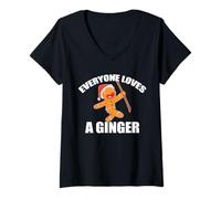 Mujer Todos AMAN A UN Jengibre Divertido Pelirroja Navidad Cookie Meme Camiseta Cuello V