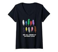 Mujer Todos crecemos a Diferentes ritmos Camiseta Cuello V