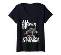 Mujer Todos crecidos Pero siguen Jugando en el Dirt UTV ATV Camiseta Cuello V