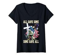 Mujer Todos dieron a Algunos Algunos dieron a Todos el Día de los Caídos de los Soldados de la Bandera Camiseta Cuello V