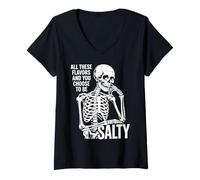 Mujer Todos Estos sabores y tú eliges Salty Funny Skull Camiseta Cuello V