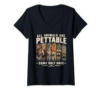 Mujer Todos los Animales Son acariciables. Algunos Solo una Vez. Camiseta Cuello V