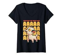 Mujer Todos los días mi Cabeza va AAAAAAHH Linda Cabra Gritando EduEly Camiseta Cuello V