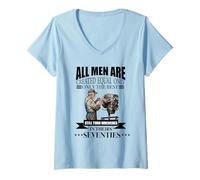 Mujer Todos los Hombres Son Creados Llaves de Giro Iguales en los años Setenta y 70 Camiseta Cuello V