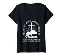 Mujer Todos mis Modelos a Seguir fueron a la cárcel Jesús Christian Faith Camiseta Cuello V