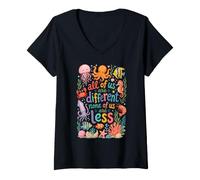 Mujer Todos Somos Diferentes Ninguno de Nosotros es Menos Consciente del Autismo Camiseta Cuello V