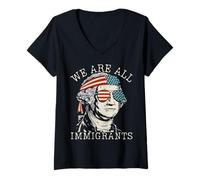 Mujer Todos Somos Inmigrantes Apoyamos la Inmigración Divertido No Kings Camiseta Cuello V