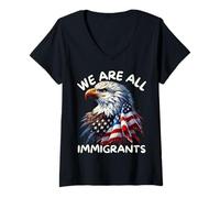 Mujer Todos Somos Inmigrantes Apoyamos la Inmigración Divertido No Kings Camiseta Cuello V
