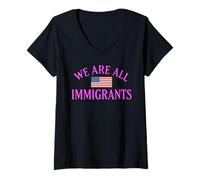 Mujer Todos Somos Inmigrantes Derechos Humanos No La Migra Protesta Rally Camiseta Cuello V
