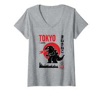 Mujer Tokio Dinosaurio Japón Monstruo Kioto Camiseta Cuello V