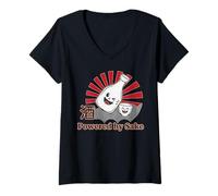 Mujer Tokio Japón Sake Amor Vino Amigos Buenos Tiempos Diversión Camiseta Cuello V