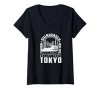 Mujer Tokio Japón Shinkansen Bullet Train Anime Kanji Souvenir Camiseta Cuello V