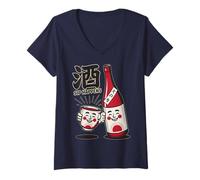 Mujer Tokio Japón Sip Sucede Sake Amigos Buenos Tiempos Clásico Camiseta Cuello V