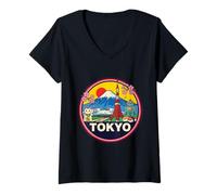 Mujer Tokio Japón Viaje Souvenir City Gift Camiseta Cuello V