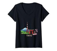 Mujer Tokio Japón Viaje Souvenir City Monumento Regalo Camiseta Cuello V
