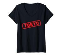 Mujer Tokio Logotipo #1 Etiqueta Nippon Kioto Japón Camiseta Cuello V