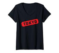 Mujer Tokio Logotipo #6 Etiqueta Osaka Recuerdo Sapporo Japón Camiseta Cuello V