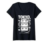 Mujer Tokyo Dragon Anime Eyes Manga Streetwear Gráfico Camiseta Cuello V