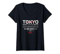 Mujer Tokyo Kanji Japanese City Streetwear Graphic Camiseta Cuello V