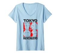 Mujer Tokyo Revengers Character Grid Anime Camiseta Cuello V