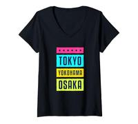 Mujer Tokyo Yokohama Osaka Japan Novelty Graphic Cool Designs Camiseta Cuello V