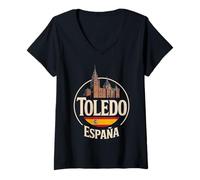 Mujer Toledo España City Travel España Diseño icónico Camiseta Cuello V