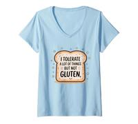 Mujer Tolero Muchas Cosas Pero no Gluten Camiseta Cuello V