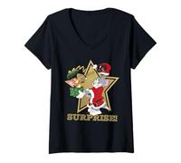 Mujer Tom and Jerry Christmas Surprise Camiseta Cuello V