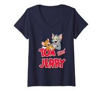 Mujer Tom and Jerry Leaning with Logo Camiseta Cuello V