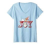 Mujer Tom and Jerry Santa Hat Christmas Joy Camiseta Cuello V
