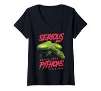 Mujer Tomando en Serio Las pitones arbóreas Verdes Desde 1986 Camiseta Cuello V